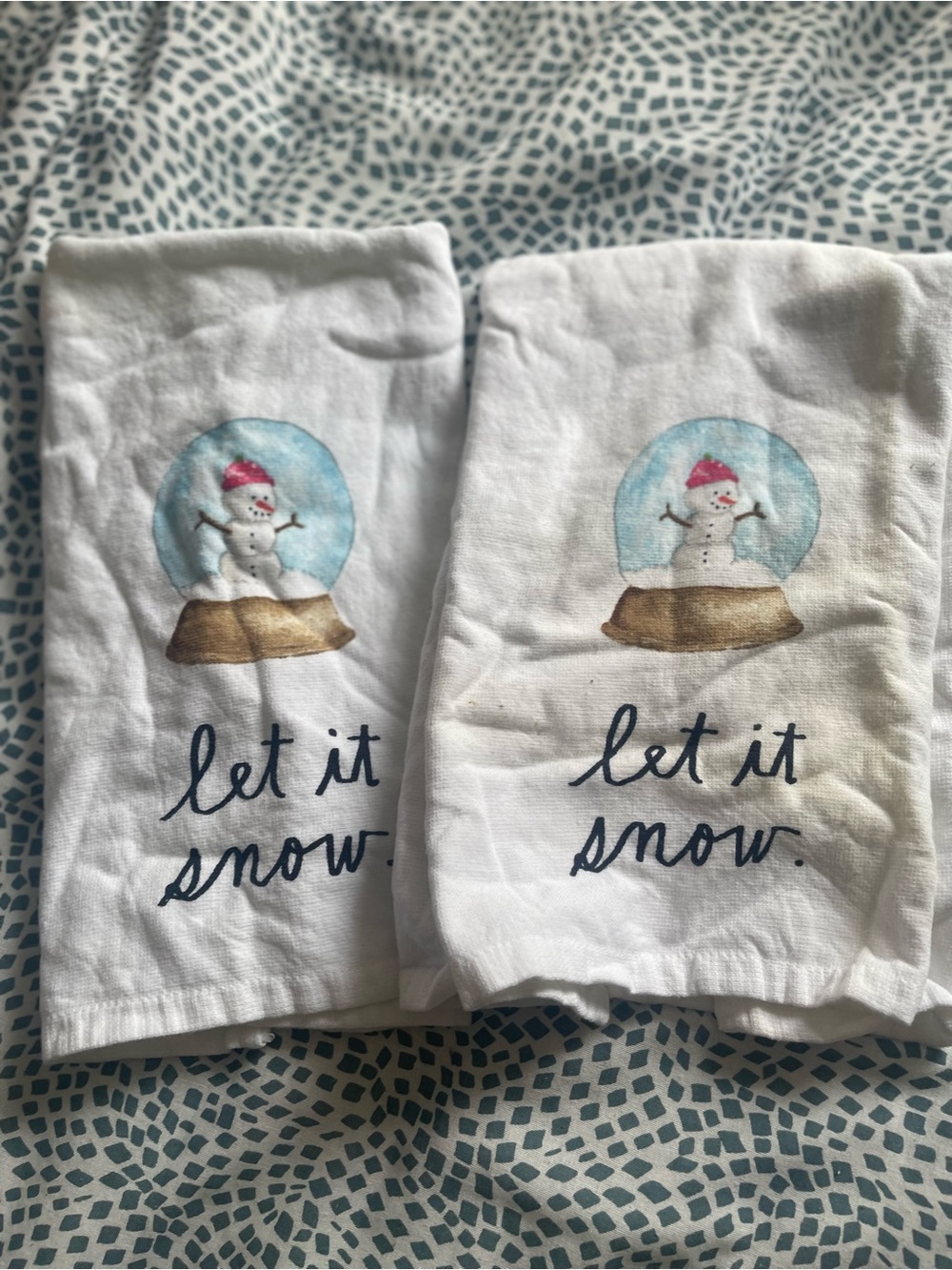 Rae Dunn White 'Let It Snow' Kitchen Towels